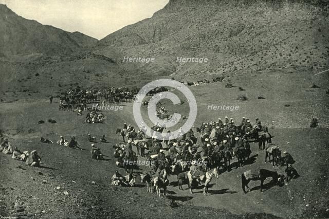 'Caravan Passing Through the Khyber Pass', 1901. Creator: Bourne & Shepherd.