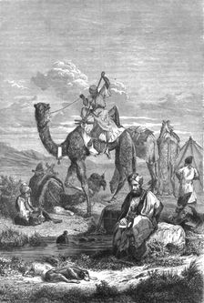 Caravan Reposing, in the Hauran; The Stone Towns of Central Syria, otherwise called..., 1875. Creator: Unknown