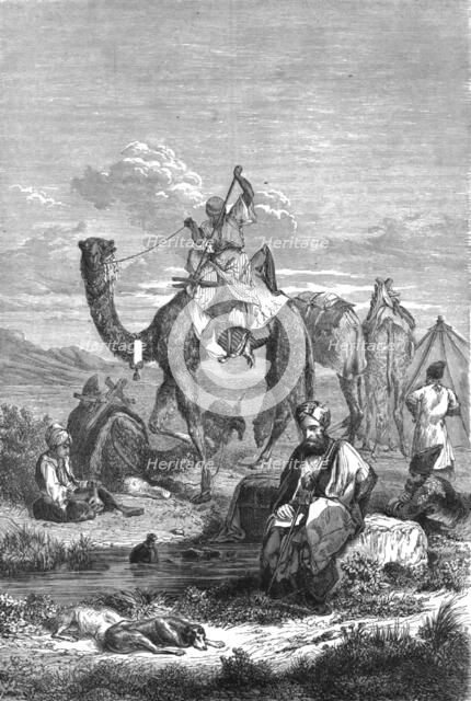 'Caravan Reposing, in the Hauran; The Stone Towns of Central Syria, otherwise called..., 1875. Creator: Unknown.