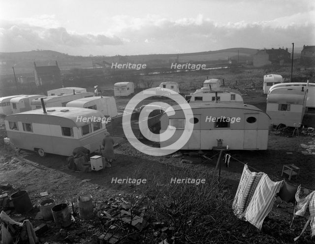 Caravan site, Mexborough, South Yorkshire, 1961.  Creator: Michael Walters.