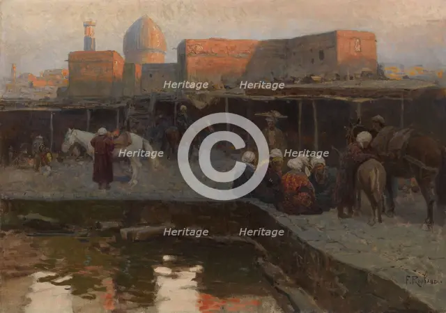 Caravanserai by Gur-e Amir in Samarkand. Artist: Roubaud, Franz (1856-1928)