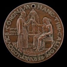 Carbone Receiving a Wreath from Calliope [reverse], c. 1462/1463. Creator: Sperandio Savelli