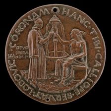 Carbone Receiving a Wreath from Calliope [reverse], c. 1462/1463. Creator: Sperandio Savelli