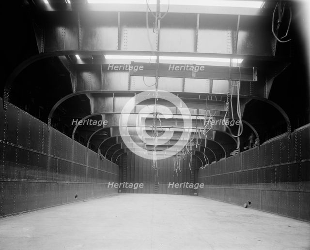 Cargo hold, looking forward, S.S. J.H. Sheadle, between 1906 and 1910. Creator: Unknown.