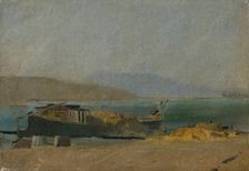 Cargo Ship on the Danube Riverbank, 1880-1900. Creator: Ladislav Mednyanszky