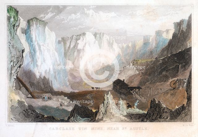 Carglaze tin mine, near St Austell, Cornwall, England, c1825, (1837). Creator: Unknown.