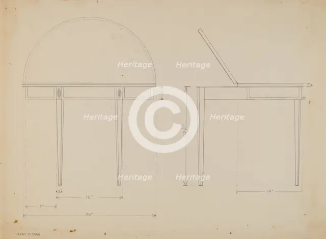 Card Table, c. 1937. Creator: Harry Eisman.