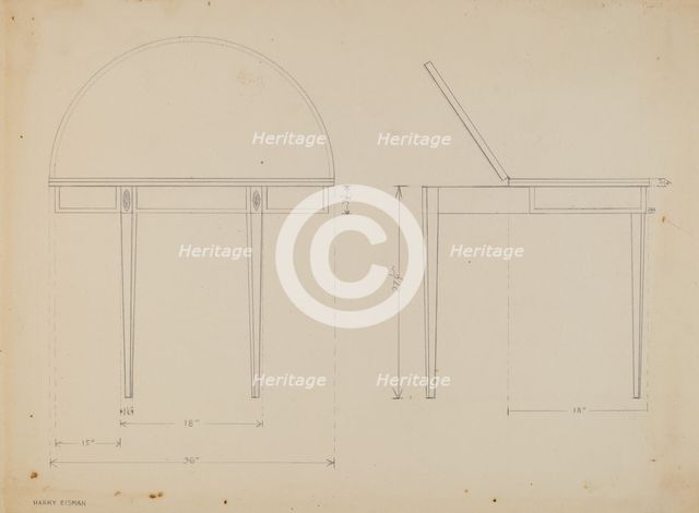 Card Table, c. 1937. Creator: Harry Eisman.