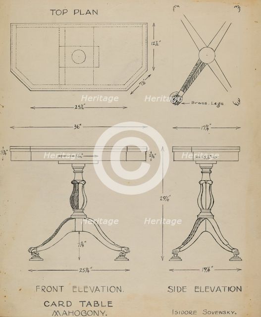 Card Table, c. 1940. Creator: Isidore Sovensky.