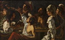 Card and Backgammon Players. Fight over Cards, 1616-1626. Creators: Theodoor Rombouts, Michelangelo Caravaggio, Orazio Gentileschi