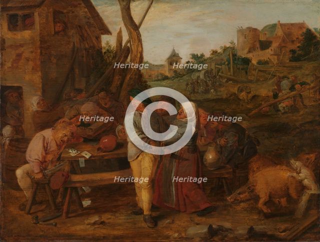 Card Fight outside a Country Tavern, c.1628-c.1630. Creator: Adriaen Brouwer.