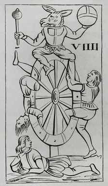 Card from the Florentine Minchiate deck - Wheel of Fortune, 1877. Creator: Unknown