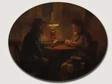 Card Game at "le Père Martin", 1859. Creator: Adolphe-Félix Cals (French, 1810-1880)
