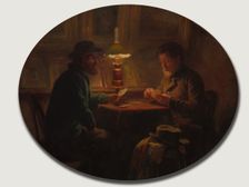 Card Game at "le Père Martin", 1859. Creator: Adolphe-Félix Cals (French, 1810-1880)