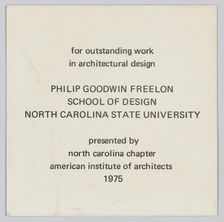 Card honouring Philip Goodwin Freelon, 1975. Creator: Unknown