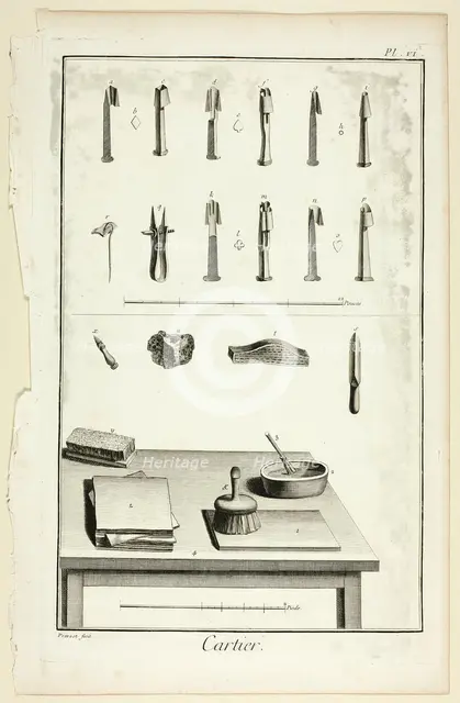 Card-Maker, from Encyclopédie, 1762/77. Creator: Benoit-Louis Prevost.