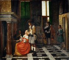 Card Players in an Opulent Interior. Artist: Hooch, Pieter, de (1629-1684)