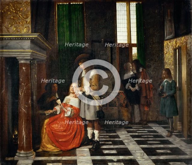 Card Players in an Opulent Interior. Artist: Hooch, Pieter, de (1629-1684)