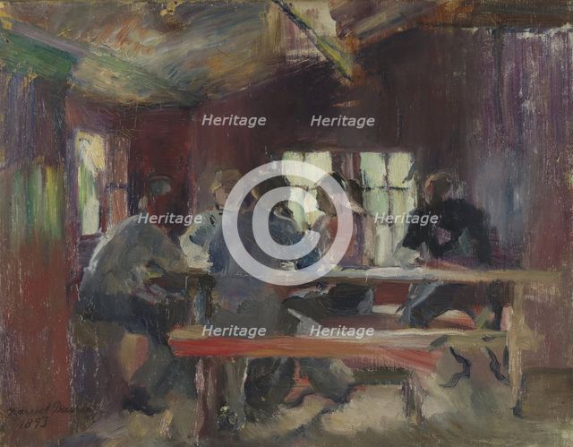 Card Players (sketch), 1893. Creator: Harriet Backer.