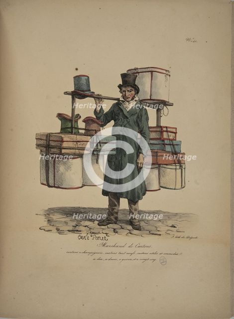 Cardboard merchant. From the Series "Cris de Paris" (The Cries of Paris), 1815. Creator: Vernet, Carle (1758-1836).
