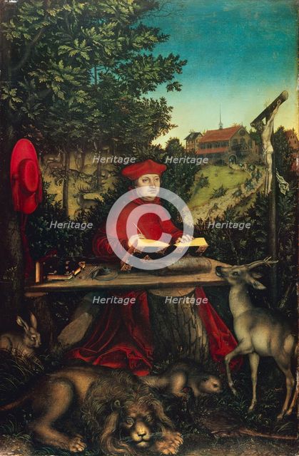 Cardinal Albrecht of Brandenburg (1490-1545) as Saint Jerome, 1527.