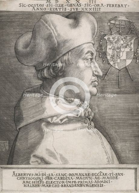 Cardinal Albrecht of Brandenburg (The large cardinal), 1523. Creator: Albrecht Durer.