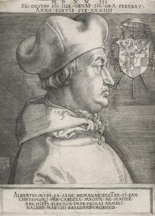 Cardinal Albrecht of Brandenburg (The large cardinal), 1523. Creator: Albrecht Durer