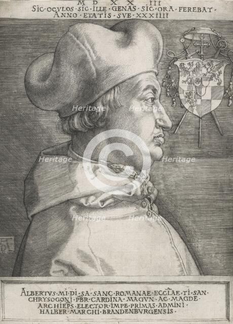 Cardinal Albrecht of Brandenburg (The large cardinal), 1523. Creator: Albrecht Durer.