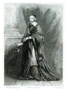 Cardinal Armand Richelieu (1582-1642), French statesman and Prime Minister, engraving from 1853