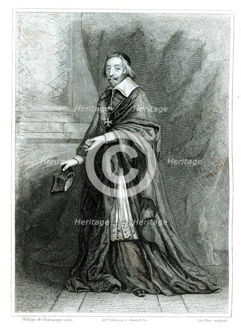 Cardinal Armand Richelieu (1582-1642), French statesman and Prime Minister, engraving from 1853.