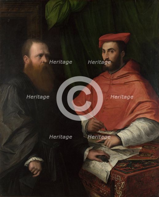 Cardinal Ippolito de' Medici and Monsignor Mario Bracci, after 1532. Artist: Girolamo da Carpi (1501-1556)