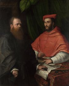 Cardinal Ippolito de Medici and Monsignor Mario Bracci, after 1532. Artist: Girolamo da Carpi (1501-1556)