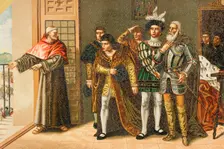 Cardinal Jiménez de Cisneros showing his power to the nobility, 1890. Creator: Unknown