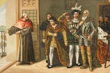 Cardinal Jiménez de Cisneros showing his power to the nobility, 1890. Creator: Unknown