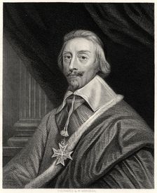Cardinal Richelieu French prelate and statesman, 19th century. Artist: Richard Woodman