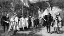 "Cardinal Wolsey and the Duke of Buckingham", by John Gilbert, in the Gallery of the..., 1862. Creator: Unknown
