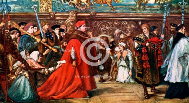 'Cardinal Wolsey Going in Procession to Westminster Hall', 1887, (c1920). Artist: Unknown