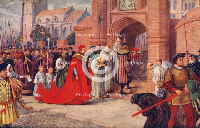 'Cardinal Wolsey possibly entering Hampton Court Palace', 1917. Artist: Unknown.