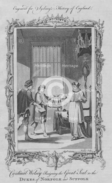'Cardinal Wolsey resigning the Great Seal for the Dukes of Norfolk and Suffolk', 1773.  Creator: William Walker.