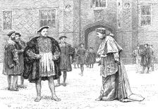 'Cardinal Wolsey Surrendering Hampton Court Palace to King Henry VIII. 1528 , 1890. Creator: Unknown