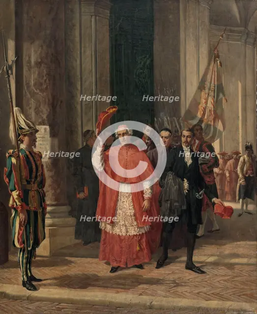 Cardinaux sortant du Vatican par la porte des Suisses, après une audience du Saint-Père, 20/06/1867. Creator: Auguste Dutuit.