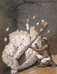 Carding cotton, 1782. Creator: Pierre Sonnerat (1745-1814)