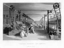Carding, Drawing, and Roving 19th century.Artist: J Carter