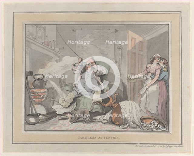 Careless Attention, February 1, 1789., February 1, 1789. Creator: Thomas Rowlandson.