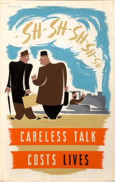 Careless talk costs lives World War II poster, between 1939 and 1946. Creators: Central Office of Information, Frederick Reeves