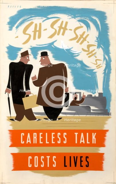 'Careless talk costs lives',  World War II poster, between 1939 and 1946. Creators: Central Office of Information, Frederick Reeves.