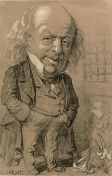 Caricatorial Portrait of Pierre-Jean de Beranger, c. 1856. Creator: Etienne Carjat