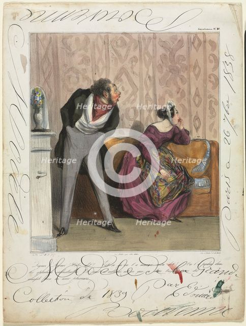 Caricaturana (plate 36): From What! From What! Your Dowry?..., 1837. Creator: Honoré Daumier (French, 1808-1879).