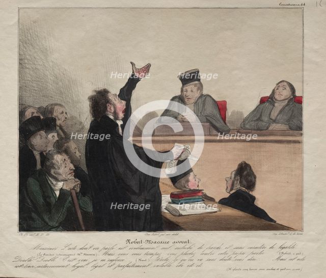 Caricaturana, plate 44: Robert-Macaire, lawyer, 1837. Creator: Honoré Daumier (French, 1808-1879); Aubert.