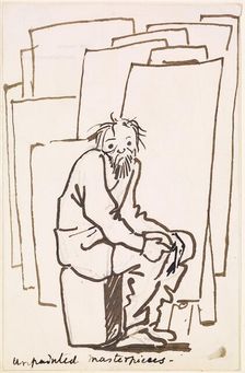 Caricature - Unpainted Masterpieces, Self-Portrait, 1891-95. Creator: Sir Edward Coley Burne-Jones